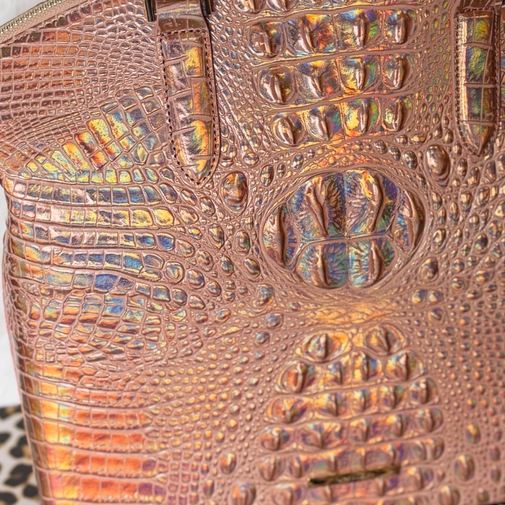 Brahmin Large Duxbury Melbourne Rose Gold Satchel NWT METALLIC HOLOGRAPHIC FIRM$ - Picture 5 of 15